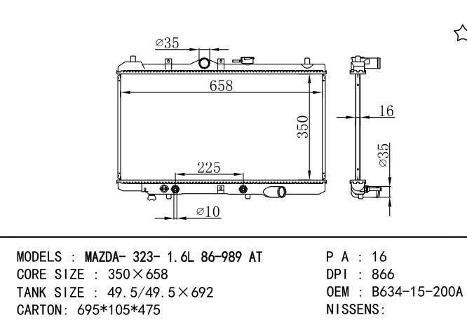 B634-15-200A Car Radiator for MAZDA MAZDA- 323- 1.6L
