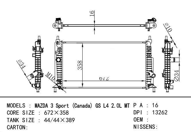  Car Radiator for MAZDA MAZDA 3