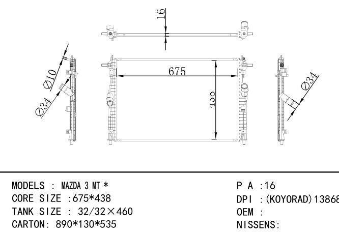  Car Radiator for MAZDA MAZDA 3 MT