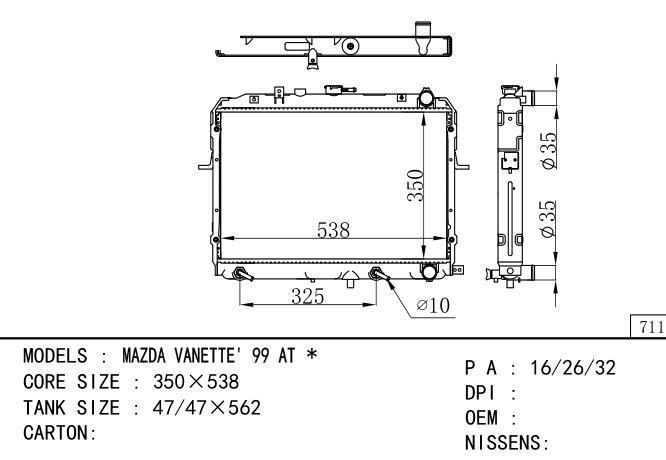  Car Radiator for MAZDA MAZDA VANETTE' 99 AT *