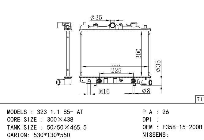 *E358-15-200B-E5D9-15-200B Car Radiator for MAZDA MAZDA 323 1.1