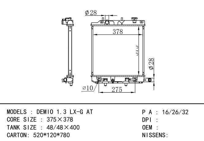  Car Radiator for MAZDA DEMIO 1.3 LX-G