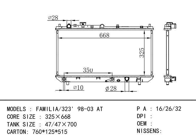  Car Radiator for MAZDA FAMILIA/323