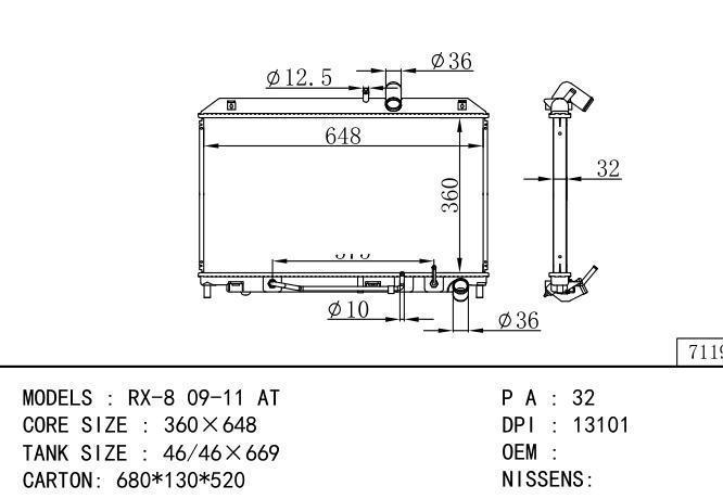  Car Radiator for MAZDA RX-8 09-11 AT