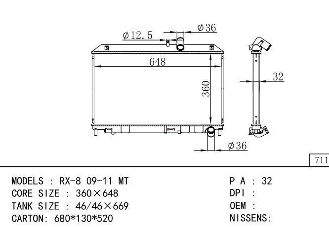  Car Radiator for MAZDA RX-8 09-11 MT