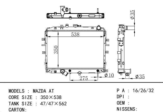  Car Radiator for MAZDA MAZDA