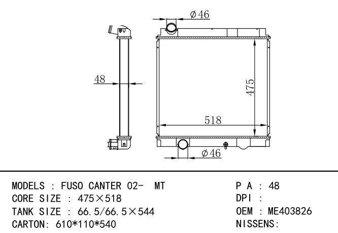 ME403826 Car Radiator for MITSUBISHI FUSO CANTER