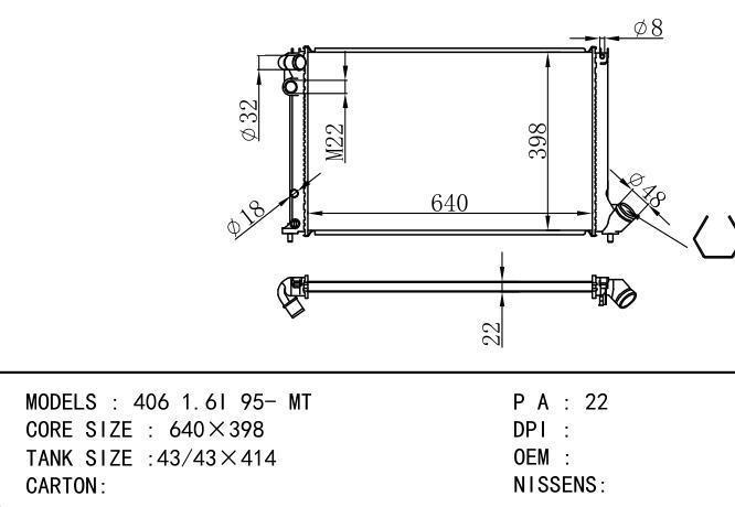 1301.FR/1301.GA/1301.GA/*1301GA-FA-GE Car Radiator for PEUGEOT PEUGEOT 406 1.6 i