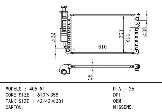  Car Radiator for PEUGEOT 405