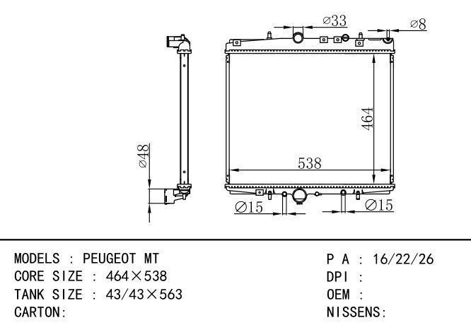  Car Radiator for PEUGEOT PEUGEOT MT *