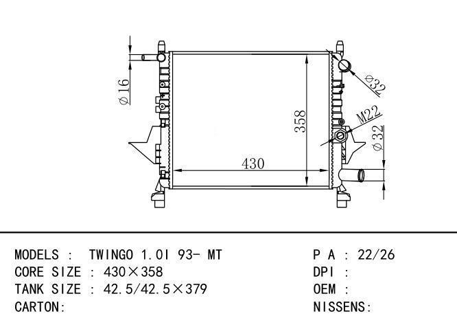 7701042436/7701045212/7701499800/*7701042436 Car Radiator for RENAULT RENAULT TWI