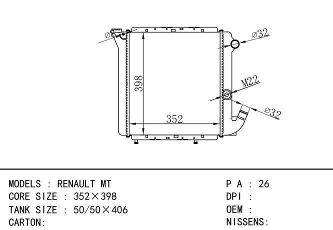 7702159882 Car Radiator for RENAULT RENAULT MT