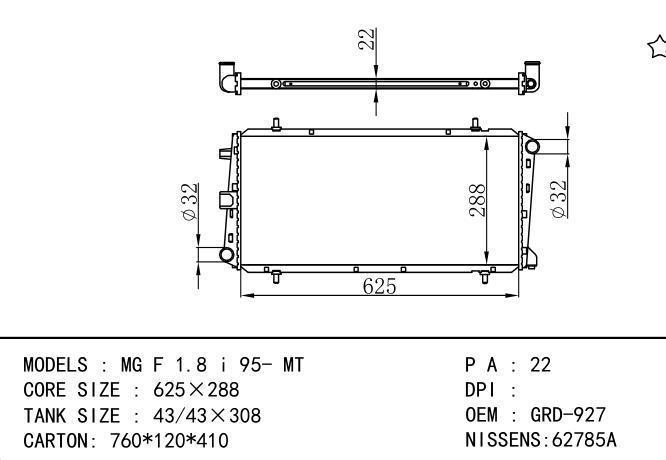 PCC105740/GRD927/*GRD-927 Car Radiator for ROVER MG F  1.8 i