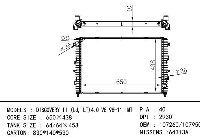 *PCC 000650-00710-107260-107950 Car Radiator for ROVER DISCOVERY II (LJ,LT)4.0 V8