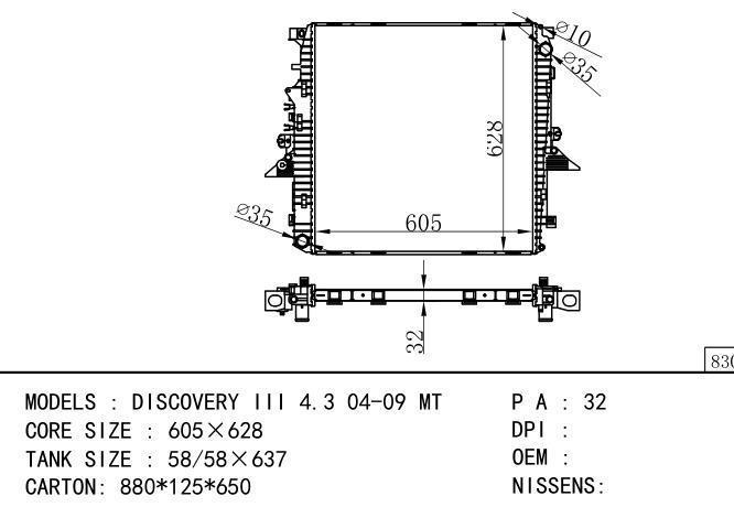  Car Radiator for ROVER DISCOVERY III 4.3 04-09 AT