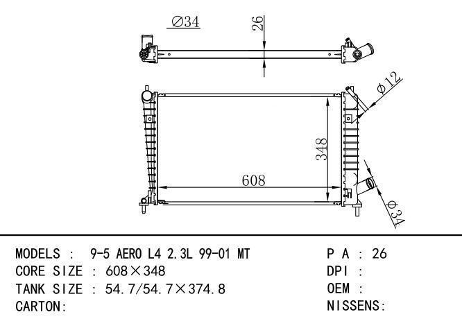 *5193370 Car Radiator for SAAB SAAB TURBO 2.0