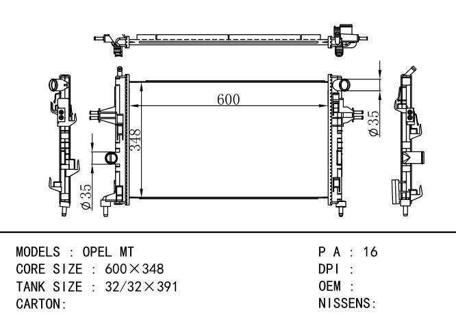  Car Radiator for OPEL OPEL MT