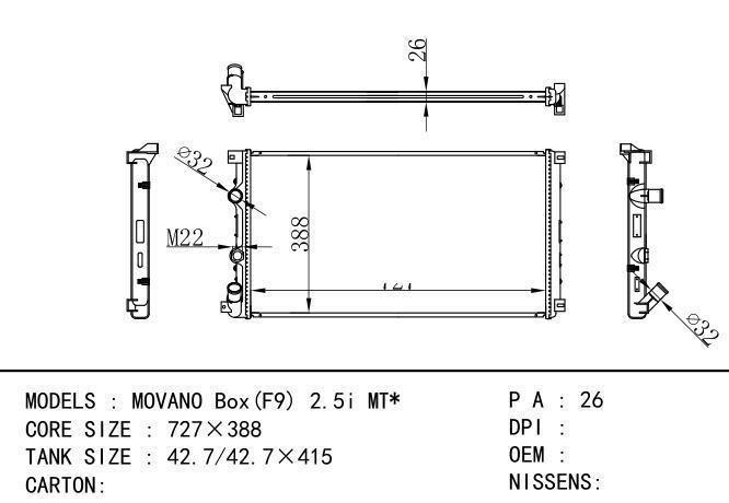  Car Radiator for OPEL MOVANO Box(F9) 2.5i MT*