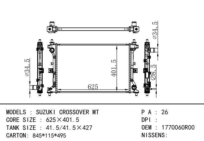 1770060R00  Car Radiator for SUZUKI SUZUKI CROSSOVER MT