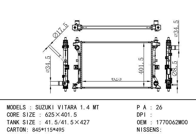 1770062M00  Car Radiator for SUZUKI SUZUKI VITARA 1.4 MT