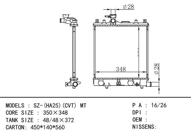  Car Radiator for SUZUKI SUZUKI HA25 MT