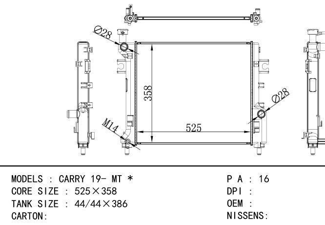  Car Radiator for SUZUKI CARRY 19- MT