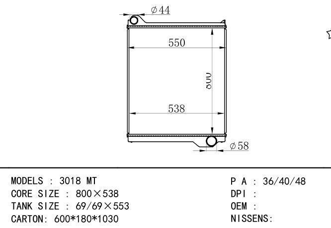  Car Radiator for TATA TATA 3018