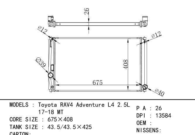  Car Radiator for TOYOTA Toyota RAV4 Adventure L4 2.5L 17-18 MT