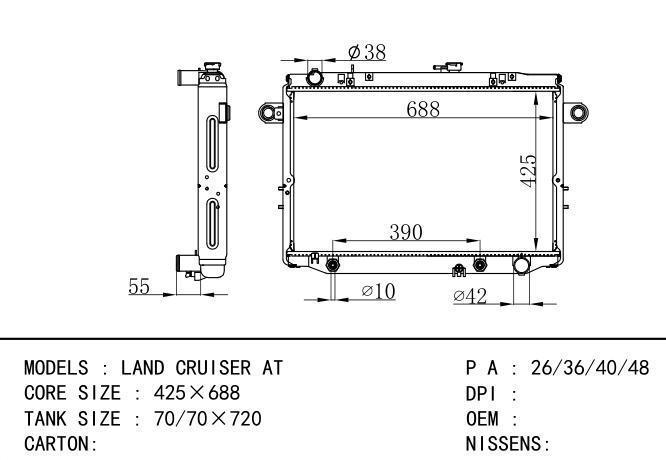  Car Radiator for TOYOTA LAND CRUISER AT