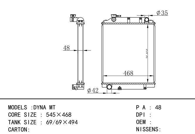  Car Radiator for TOYOTA DYNA MT