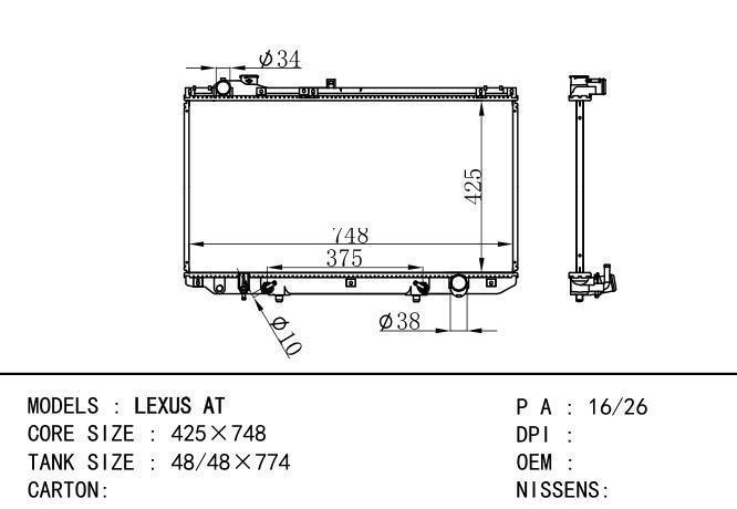  Car Radiator for TOYOTA LEXUS AT