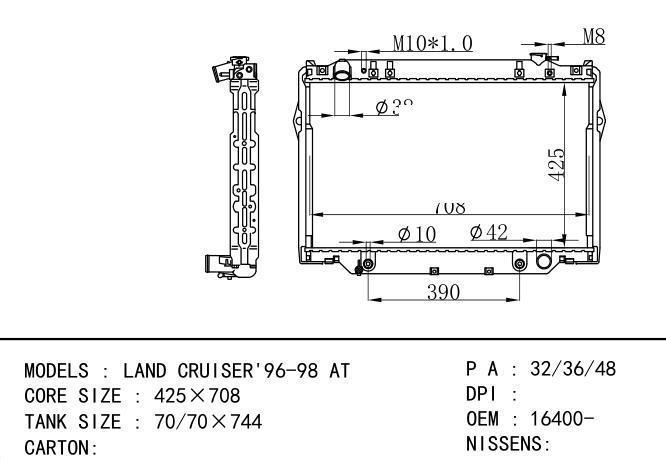  Car Radiator for TOYOTA LAND CRUISER'96-98 AT