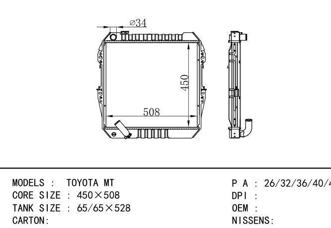  Car Radiator for TOYOTA TOYOTA MT