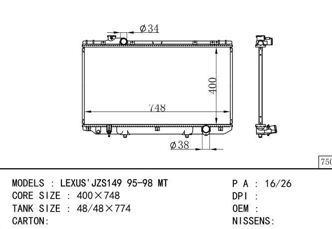  Car Radiator for TOYOTA LEXUS'  GS300-JZS147