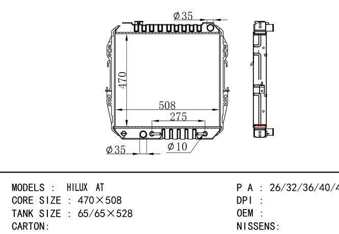  Car Radiator for TOYOTA HILUX  AT