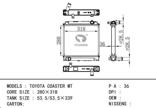  Car Radiator for TOYOTA TOYOTA COASTER MT