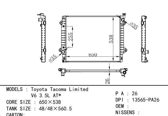  Car Radiator for TOYOTA Toyota Tacoma Limited   V6 3.5L AT*