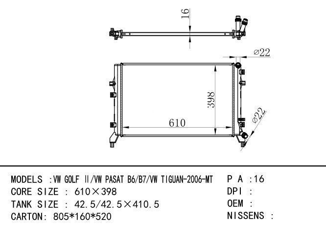  Car Radiator for  VOLKSWAGEN VW GOLF II/VW PASAT B6/B7/VW TIGNM