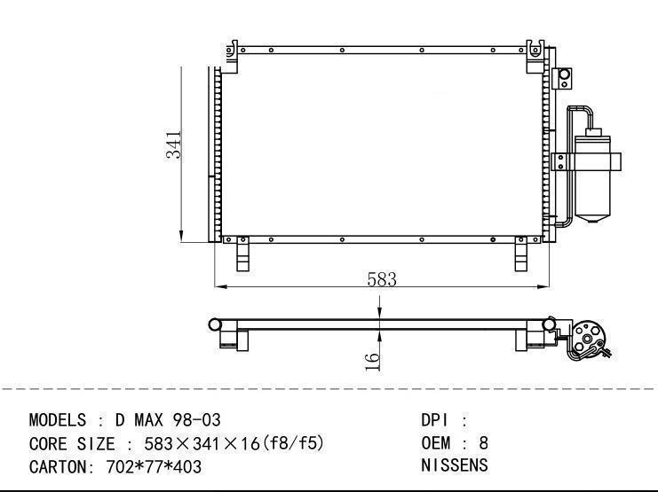 897100960 Condenser for ISUZU D MAX 98-03