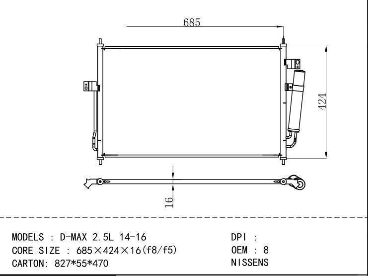 898052635 Condenser for ISUZU D-MAX 2.5L 14 -16