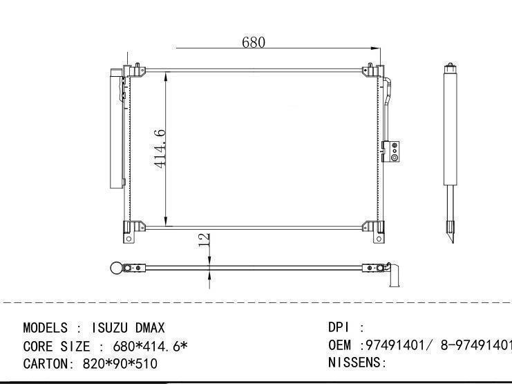 97491401/ 8-974914 01 Condenser for ISUZU ISUZU DMAX