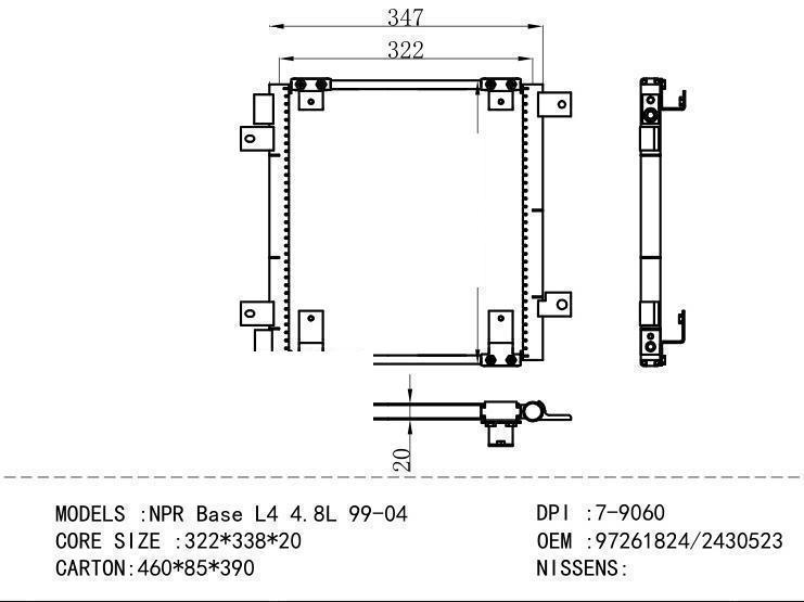 97261824/2430523 Condenser for ISUZU NPR Base L 4 4.8L 99-04