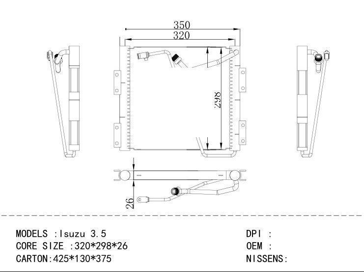  Condenser for ISUZU Isuzu 3.5