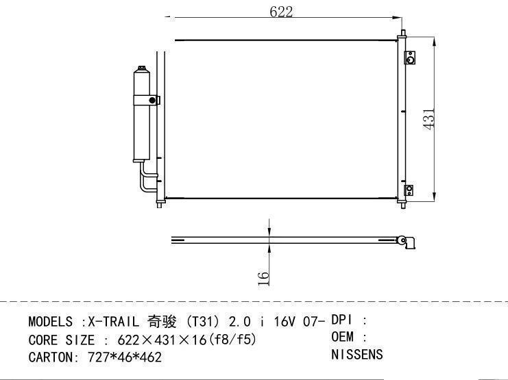  Condenser for NISSAN X-TRAIL (T31) 2 .0 i 16V 07
