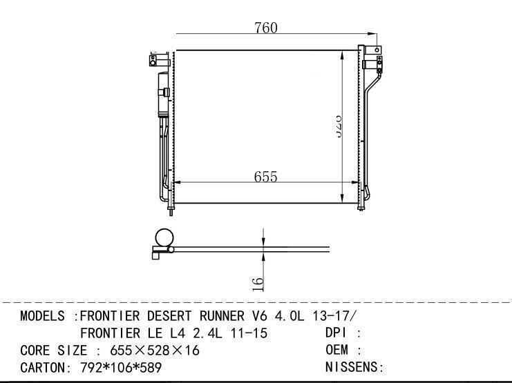  Condenser for NISSAN FRONTIER DESERT RUNNER V 6 4.0L 13-17/ FRONTIER LE L 4 2.4L