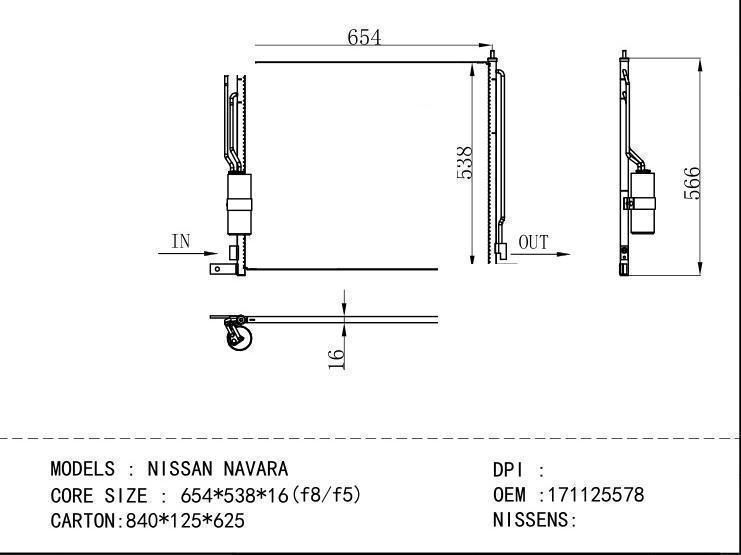 171125578 Condenser for NISSAN NISSAN NAVARA