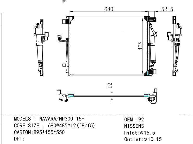 92100-4JM0A Condenser for NISSAN NAVARA/NP300 15