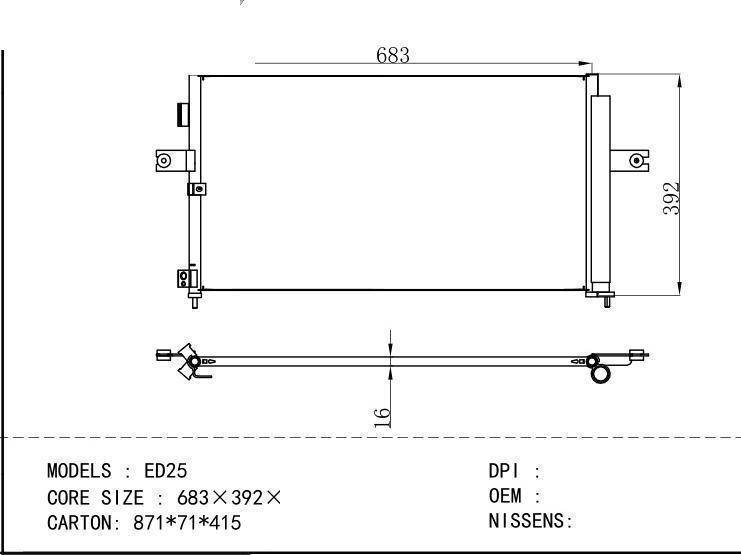  Condenser for NISSAN ED25