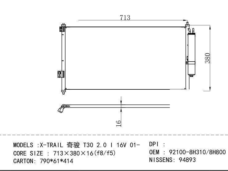 92100-8H310/8H800 Condenser for NISSAN X-TRAIL T30 2.0 I 16V 01