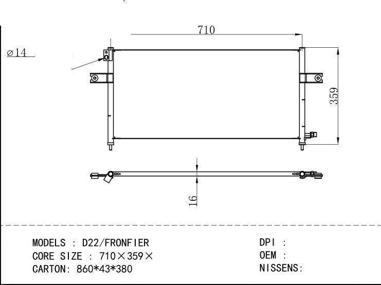  Condenser for NISSAN D22/ FRONFIER
